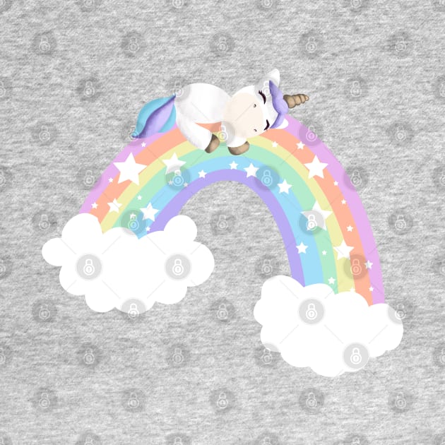 Cute unicorn laid on a rainbow by Mimie20